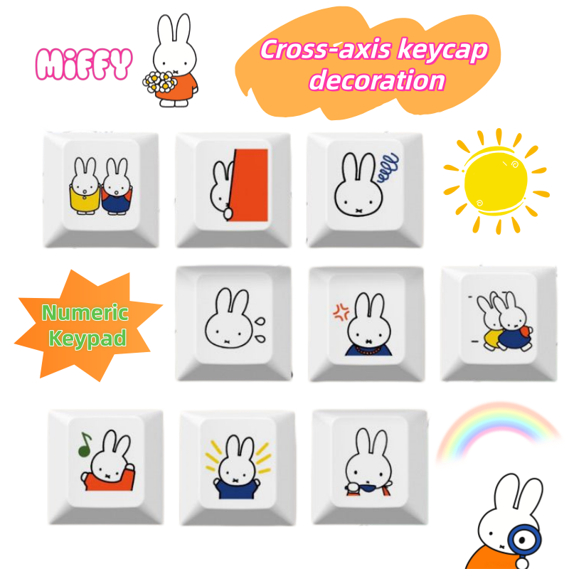 Model Kit Plastic - Keycap kelinci Miffy baru, kartun lucu,