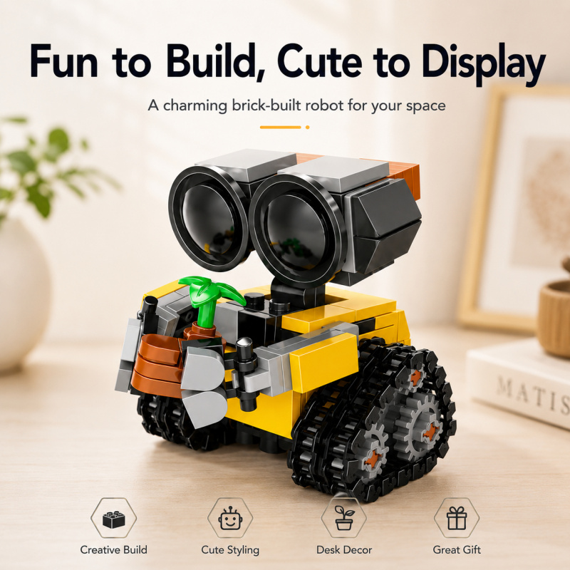 Model Kit Plastic - Set Blok Bangunan Robot Mini, Model
