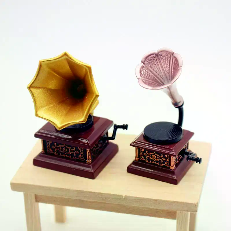 Model Kit Vintage - Rumah Boneka Model Miniatur Fonograf Antik