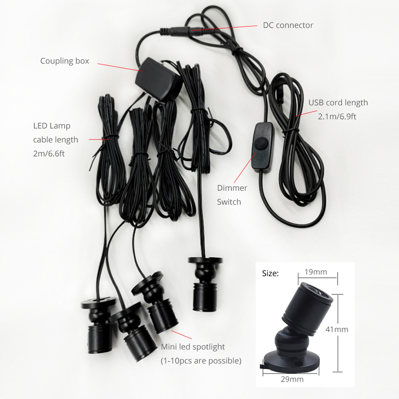 Satu Set 4 Lampu LED Spot Dimm - Model Kit Display Case ulasan dan harga